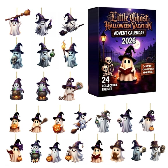 2026 Halloween Advent Calendar with 24Pcs 2D Light Up Acrylic Hanging Ornaments, Lighted Display Countdown Decor for Home Party