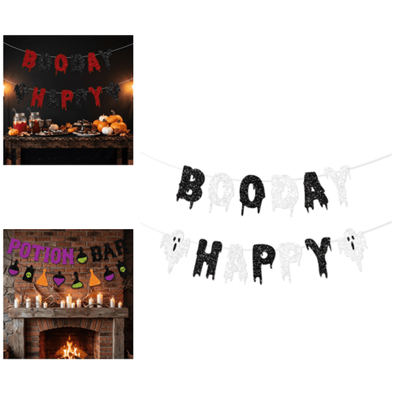 2026 Halloween Banner Decorations - Happy Halloween Sign & Party Decorations for Indoor/Outdoor - Hanging Party Favors & Backdrop Garland for Outside Inside C