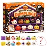 2026 Halloween Dumplings Squishies Box - Halloween Mystery Advent Calendar,12 Days of Spooky Bao Bun Squishies Surprises with 12 Collectible Gifts