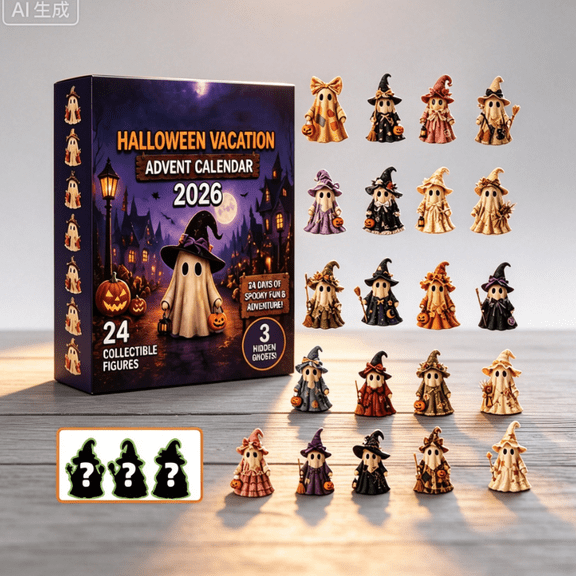 2026 Halloween Ghost Advent Calendar 24 Days Countdown 24Pcs Acrylic Little Ghost Ornaments, Reusable Spooky Holiday Decoration Set