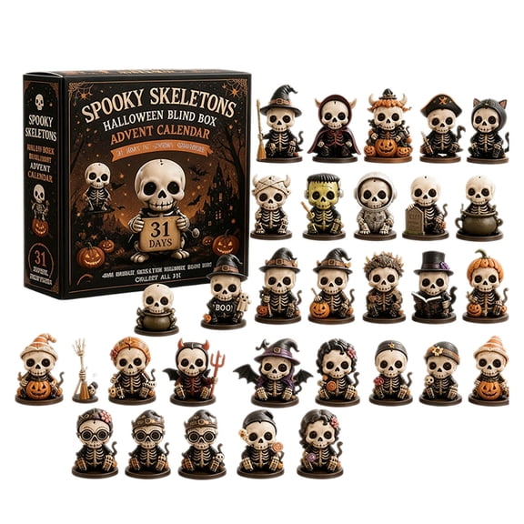 2026 Halloween Ghost Advent Calendar, 31 Mini Ghost Keychain Charms, Spooky Countdown Gift Box,A,A