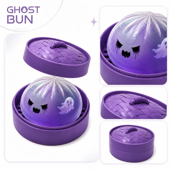 2026 Halloween Ghost Dumpling Squishy, Dumplings Squishies Stress Balls Fidget Sensory Toys, Mystery Dumplings Squishy Soft Squeeze Decompression Dough for Adults