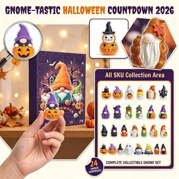 2026 Halloween Gnome Advent Calendar, 24 Days Countdown Calendar with 24 Pcs 2D Acrylic Dwarf Ornaments, Halloween Themed Gift for Kids Teens Adults, Party Home Desktop Decor