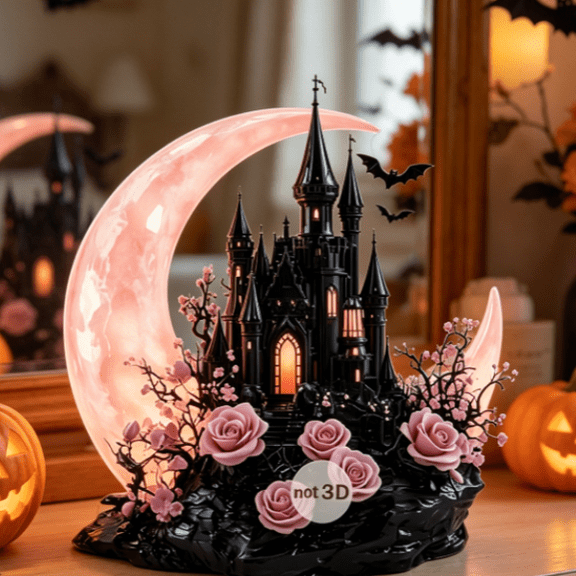 2026 Halloween Gothic Witch Moon Acrylic Stand, Tabletop Centerpiece Display, Indoor Festival Home Desk Decor for Horror Fans,Unique Holiday Gift,Spider Eyeball B