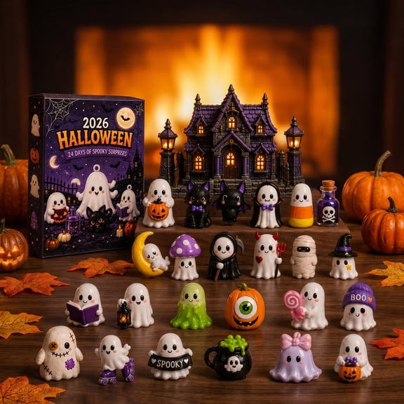 2026 Halloween Haunted House Surprise Set Halloween Advent Calendar Advent Calendar 2026 Cute Resin Mini Figurines Halloween Decor for Desktop Display Party Gifts