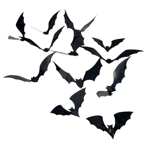 2026 Halloween Indoor Decorations 12PC Halloween Bats Decoration For Home Decor DIY Wall Decal Bathroom Indoor Hallowmas Party Supplies 4 Different Sizes Realistic PVC Scary Black Sticker