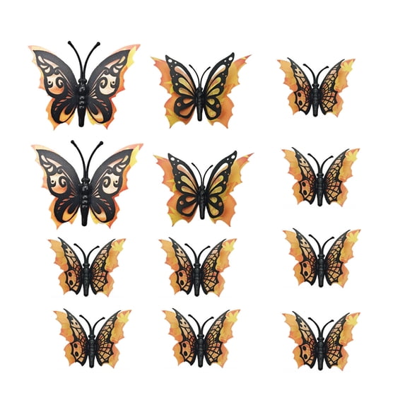 2026 Halloween Indoor Decorations 12PC Halloween Butterflys Decor For Home Decor DIY Wall Decal Bathroom Indoor Hallowmas Party Supplies 3 Different Sizes Realistic PVC Scary Black Sticker