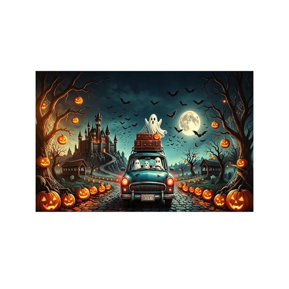 2026 Halloween Indoor Decorations Halloween Garage Door Cover Spooky Ghost Pumpkin Castle Garage Cover Horror Party Outdoor Door Decor