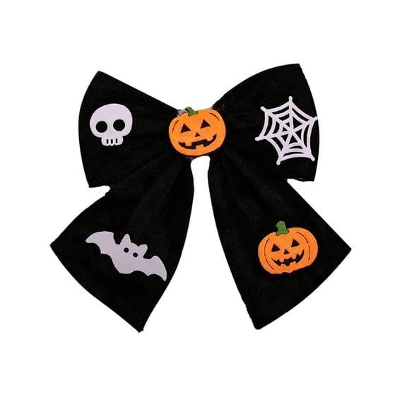 2026 Halloween Outdoor Decorations Halloween Large Fuzzy Door Bow Hanging Ornament Styles Pumpkin Bats Skull Plaid Decorative Bow For Front Door Fall Party Wreath Decor