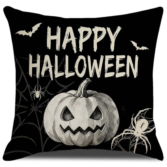 2026 Halloween Outdoor Decorations Halloween Throw Pillow Covers Black White Pumpkin Skeleton Web Decorative Cushion Cases Spooky Halloween