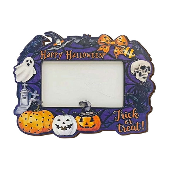 2026 Halloween Outdoor Decorations Halloween Wooden Photo Frame With Pumpkin Black Cats And Ghost Tabletop Festive Atmospheres Decorative Ornament