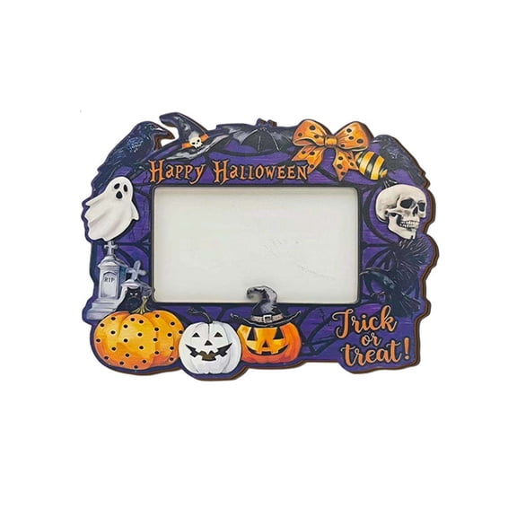 2026 Halloween Outdoor Decorations Halloween Wooden Photo Frame With Pumpkin Black Cats And Ghost Tabletop Festive Atmospheres Decorative Ornament