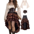 thumbnail image 1 of 2026 Halloween Pirate Costume Women, Fancy Dress Cosplay Costumes Set with Renaissance Pirate Shirt Skirt Corset Waist Belt, 1 of 8