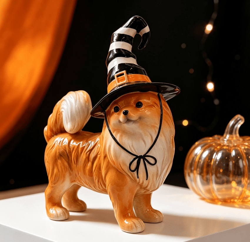 2026 Halloween Pomeranian Dog Figurine, WitchHat Themed Decor for Tabletop &amp; Mantel Display deal from Walmart