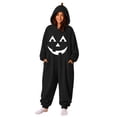 thumbnail image 1 of 2026 Halloween Pumpkin Onesie BWASD Unisex Adult Loose Fit Soft Furry Hooded Onesiet Pajamas Zip Plush Thick Warm Sleepwear for Halloween Party Night and Gift Black,L, 1 of 6