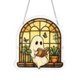 thumbnail image 1 of 2026 Halloween Reading Ghost Acrylic Suncatcher , Summerween Decor Signs for Window Hanging Ornament, Art Garden Decor for Book Lover,E, 1 of 5