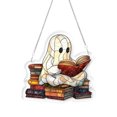 thumbnail image 1 of 2026 Halloween Reading Ghost Acrylic Suncatcher , Summerween Decor Signs for Window Hanging Ornament, Art Garden Decor for Book Lover,H, 1 of 5