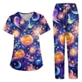 thumbnail image 1 of 2026 Halloween Scrub Sets for Woman, Quick Dry, V-Neck, Short Sleeve Top & Pants Medical Uniform, Breathable Workwear with Pockets for Nurses & Healthcare Staff, 02-Earthy Yellow, XL, 1 of 5