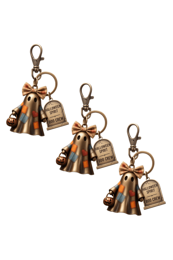2026 Halloween Spirit Boo Crew Ghost Keychain, Halloween Pendants Trick-or-Treat Gift Bag Party Favor for Friends (3PC)