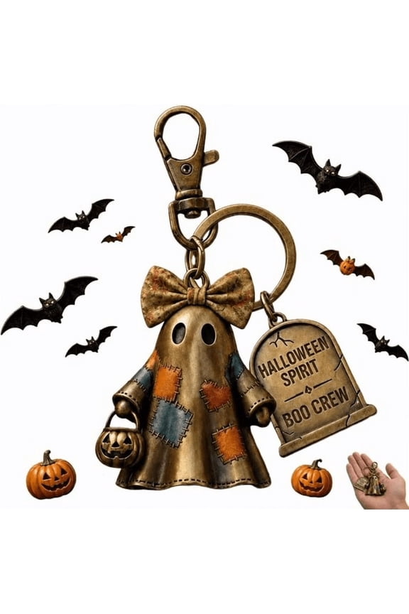 2026 Halloween Spirit Boo Crew Ghost Keychain, Halloween Pendants Trick-or-Treat Gift Bag Party Favor for Friends, Halloween Decorations (1PC)