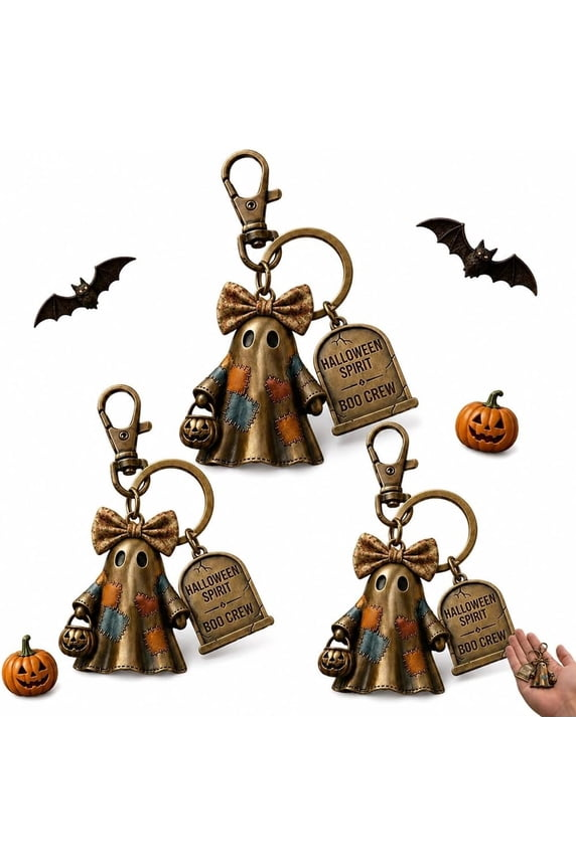 2026 Halloween Spirit Boo Crew Ghost Keychain, Halloween Pendants Trick-or-Treat Gift Bag Party Favor for Friends, Halloween Decorations (3PC)