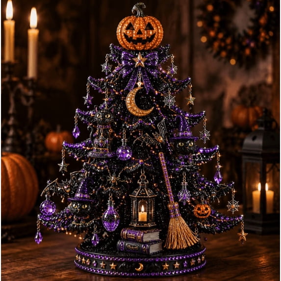 2026 Halloween Tree Diamond Painting DIY Kit, Relaxing Hands-On Seasonal Craft for Halloween Party Decor