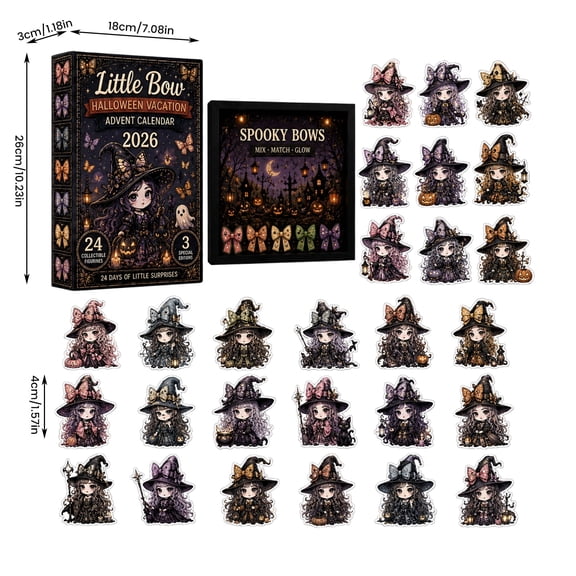 2026 Halloween Witch Advent Calendar - 24 Pcs Gothic Acrylic Standees Countdown, Spooky Cute Girl Figures & Butterfly Ornaments, 2D Fall Desktop Decor & Collectible Gift for Teens Adults (C)