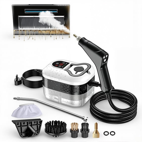 2026 Handheld Steam Cleaner: 2500W High Temperature Pressurized Steamer with 6 Adjustable Levels - Portable Multi-Surface Steam Cleaning Machine for Kitchen, Bathroom, Furniture, Car - WHITE