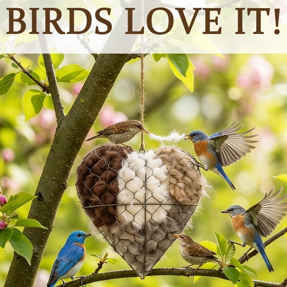 2026 Handmade Alpaca Fiber Bird Nesting Heart,Birds Nests Material Holder,Winter Tree Shelter for Wild Bird,Hummingbird Houses Nest Boxes Gifts for Outside Garden Art Birdhouse,Birds Lovers(3PC)