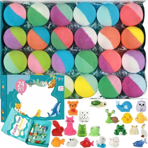 2026 Handmade Bath Bomb Set,Colorful Fizzies with Mini Ocean Figurines