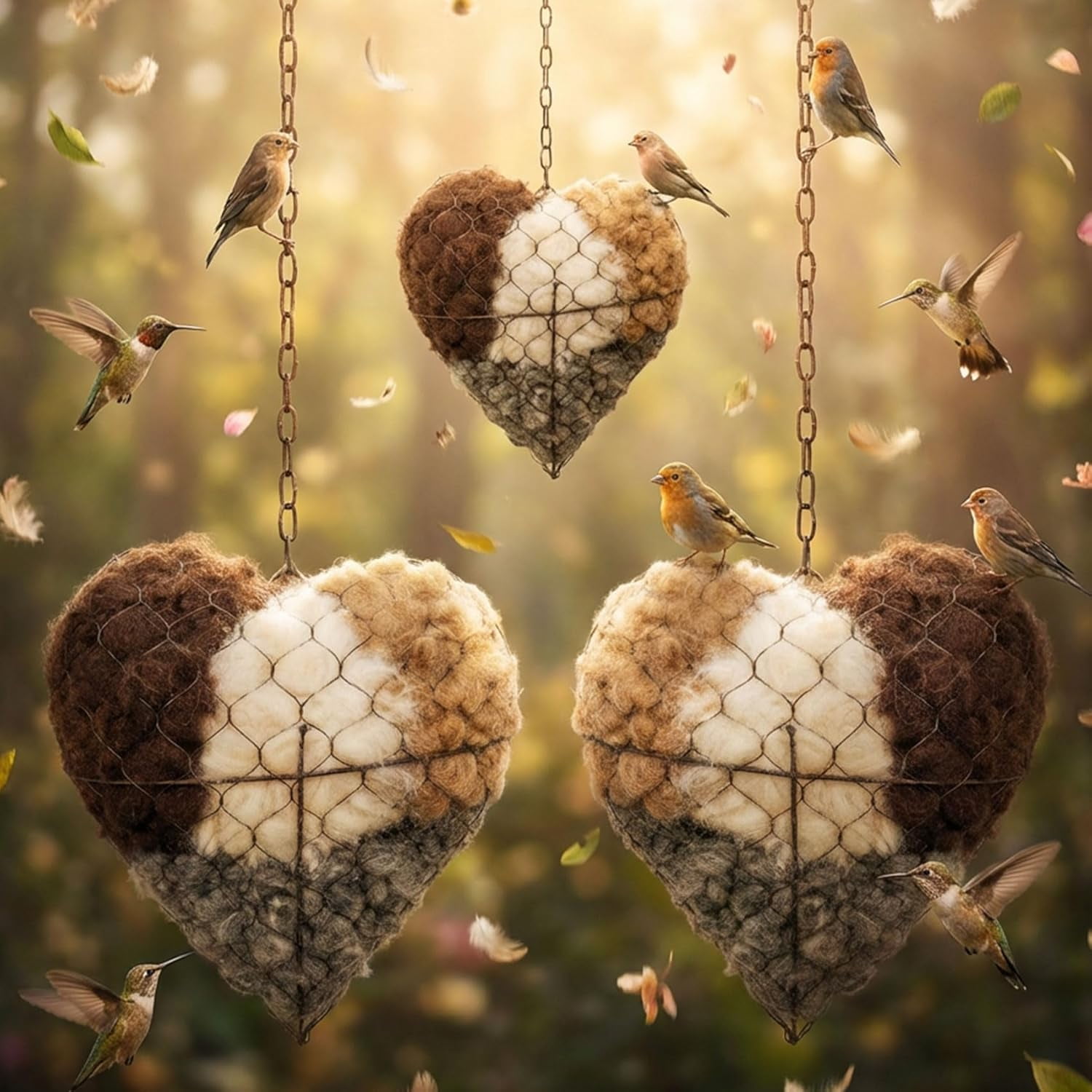 2026 Handmade Fiber Bird Nesting Heart,Refillable Nature Wool Material ...