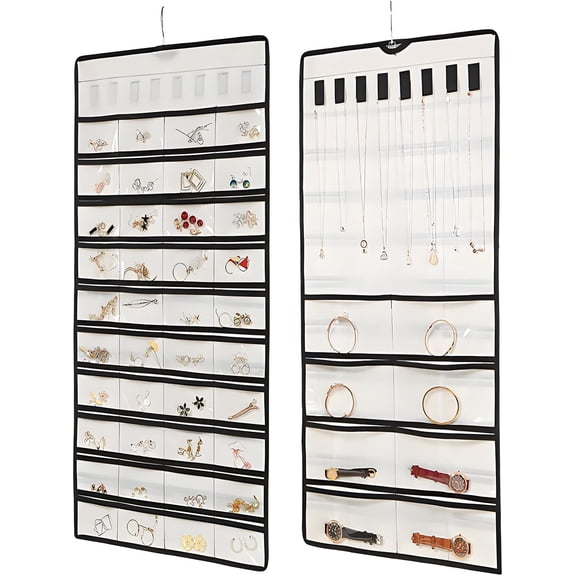 2026 Hanging Jewelry Organizer, Accessories Organizer, 40 Pockets 28 Hooks, Durable Oxford Fabric for Closet, Wall, Door, 1 piece, Jewelry Not Included