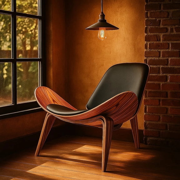 2026 Hans Wegner Shell Lounge Chair Accent Side Chair Padded Seat Retro Design