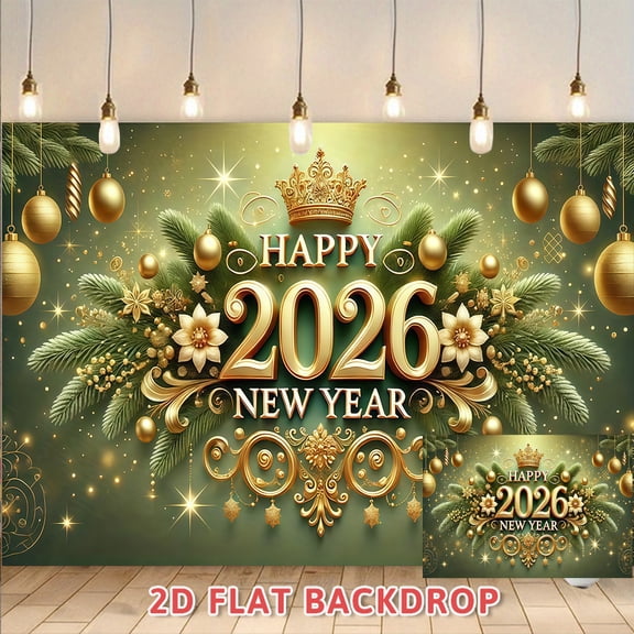 2026 Happy New Year Backdrop,Luxury Gold Green Themed Decorative Banner,Perfect for Family New Year's Eve Parties,Corporate Annual Dinners,Hotel Galas,Mall Events and Photo Booth Backdrop Decorations
