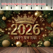2026 Happy New Year Backdrop Vintage Golden Crown 2026 New Year Photography Background Burgundy 2026 NYE Party Decorations Banner Supplies Photo Booth Props