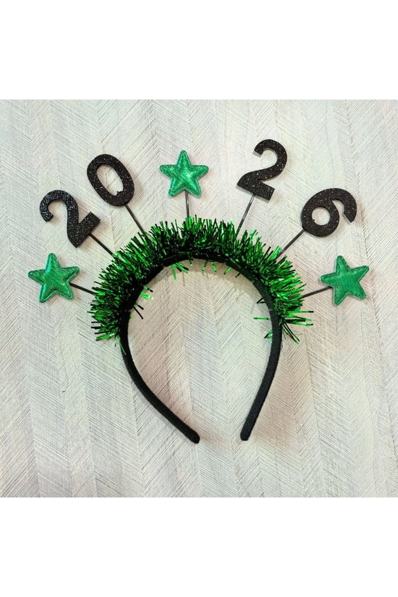 2026 Happy New Year Headband With Glitters Number Logo For Women, Colorful Design Hair Hoop Party Wear New Year Celebration Accessory,Winter Christmas Non Slip Headbands
