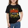 thumbnail image 1 of 2026 Happy New Year Shirt 𝓴𝓲𝓭𝓼 Black T-Shirt With Gold Glitter Design, Festive Party Tee For New Year Celebration, Casual Holiday Top For 𝓴𝓲𝓭𝓼 100, 1 of 7