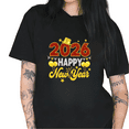 thumbnail image 1 of 2026 Happy New Year Theme Graphic Comfortable and well-fitting Tee T Shirt Tops Short Sleeve Round Neck Black S-5XL, 1 of 5