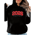 thumbnail image 1 of 2026 Happy New Year Theme Red Text Graphic Regular Fit Tee T Shirt Tops Hooded long-sleeved Black S-2XL, 1 of 7