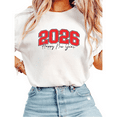 thumbnail image 1 of 2026 Happy New Year Theme Red Text Graphic well-fitting Tee T Shirt Tops Short Sleeve Round Neck White S-5XL, 1 of 4