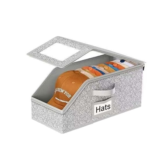 2026 Hat Organizer for Baseball Caps,Multifunctional Foldable Dust Stackable Storage Box with Clear Window Lid, Closet Breathable Cap Holder Container for Snapback, Trucker & Fitted