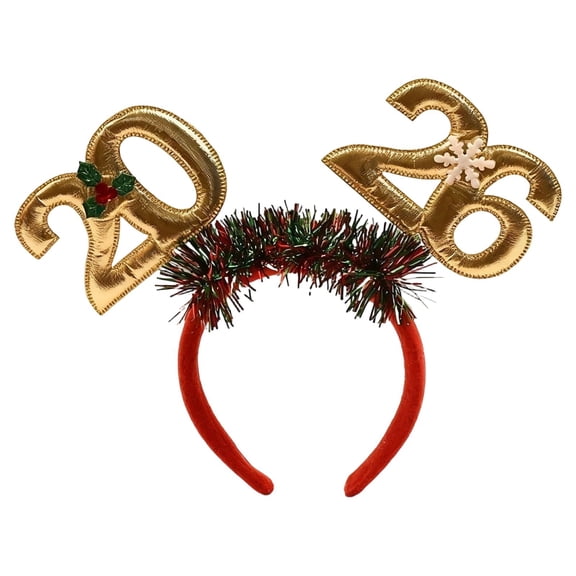 2026 Headbands for Women Nye Headband Happy New Year Headbands, Adjustable Elastic Party Festive Celebration Holiday Headpiece (8X8In) Gold