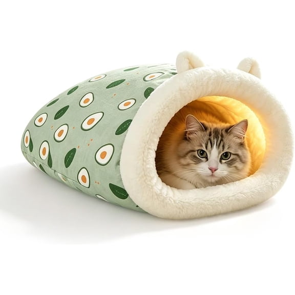 2026 Heat Retaining Sherpa Cat Burrow Bed for Indoor Cats