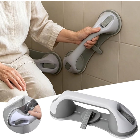 2026 Heavy Duty Suction Grab Bars, No Drill Removable Safety Suction Armrest Fixing for Seniors Elderly Disabled Waterproof for Bathroom Shower, ABS Construction (2)