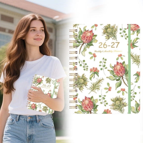 2026 High-Aesthetic Coil Planner With Weekly Monthly Calendar For Women And Goal Setting - Style B