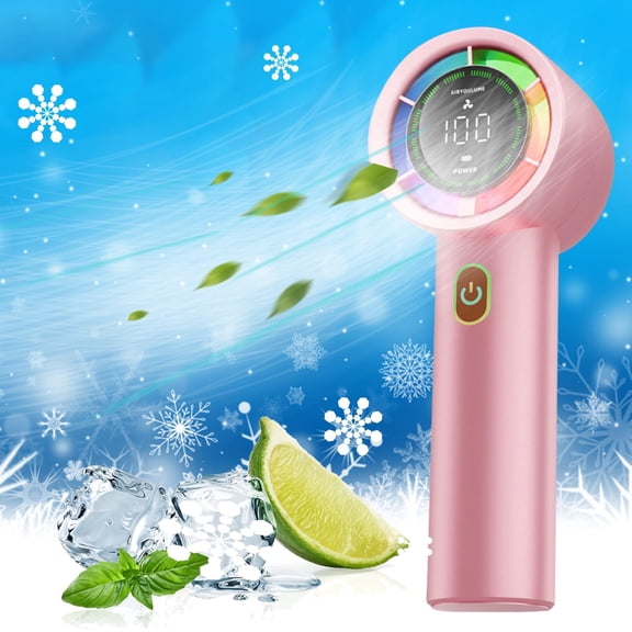 2026 High-Speed Cooling Fan with 100 Adjustable Speeds and Digital Display 5000mAh Rechargeable Battery Portable Handheld Mini Fan for Home Office and Outdoor Use(Pink)