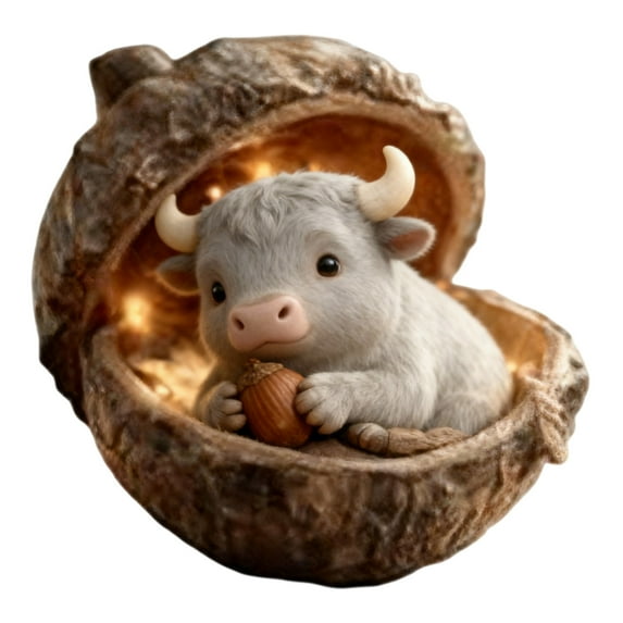 2026 Highland Cow Acorn Ornaments, 2D Flat Acrylic Cartoon Cow Hanging Decor, 1 PCS Cute Animal Christmas Tree Ornaments for Holiday Home Party Decorations-B