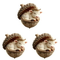 2026 Highland Cow Acorn Ornaments, 2D Flat Acrylic Cartoon Cow Hanging Decor, 3 PCS Cute Animal Christmas Tree Ornaments for Holiday Home Party Decorations-C