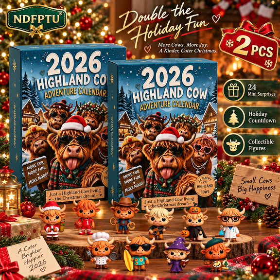 2026 Highland Cow Advent Calendar, 24-Day Christmas Countdown with 24 Collectible Highland Cow Figurines, Holiday Gift for Cow Lovers