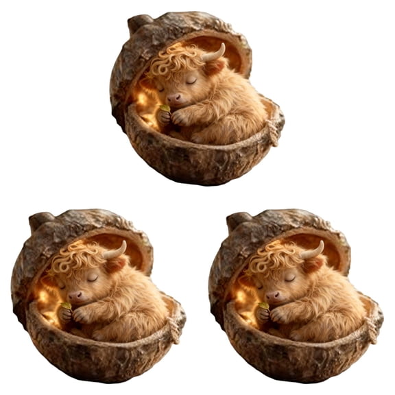 2026 Highland Cow Christmas Ornaments, 2D Acrylic Cartoon Cattle in Acorn Shells, & Cute Animal Hanging Decor for Tree and Holiday Home Party (A-3PCS)